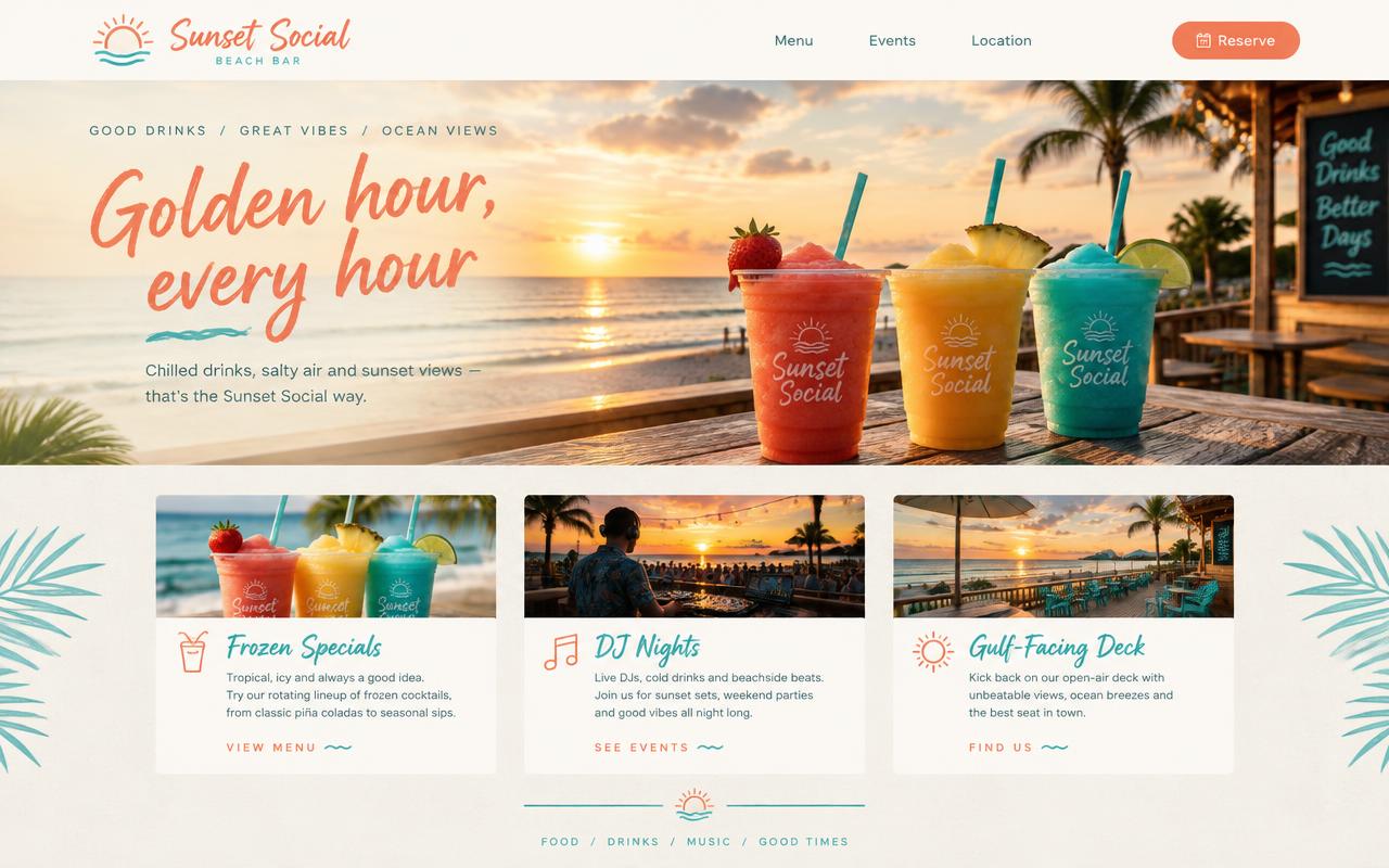 Sunset Social website template