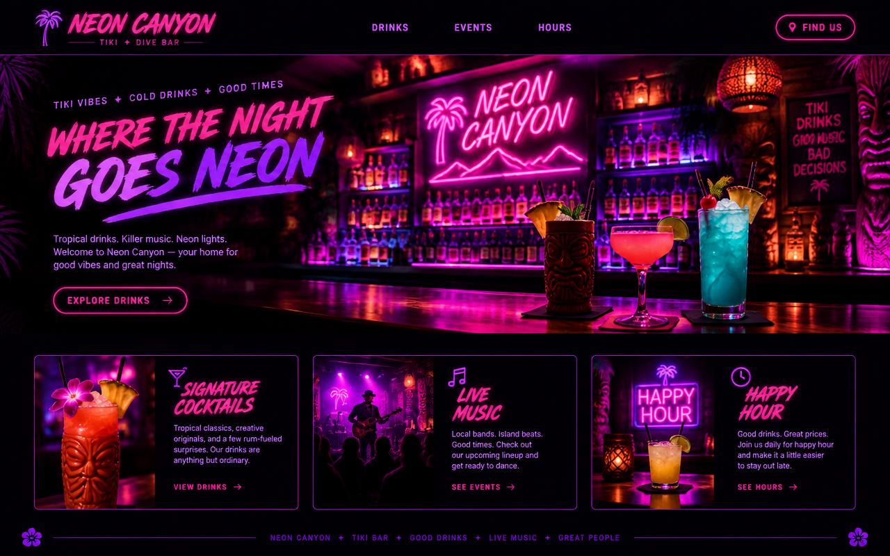 Neon Canyon website template