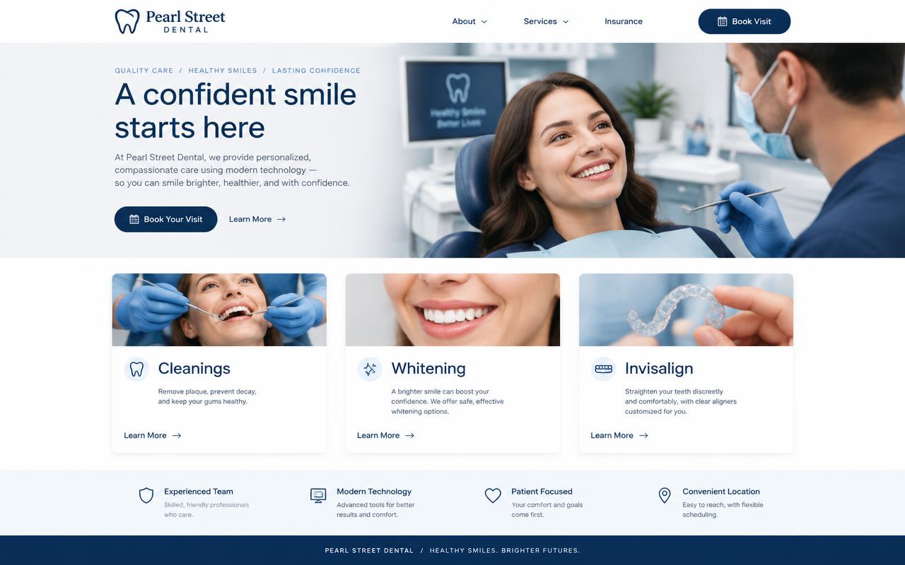 Pearl Street Dental website template