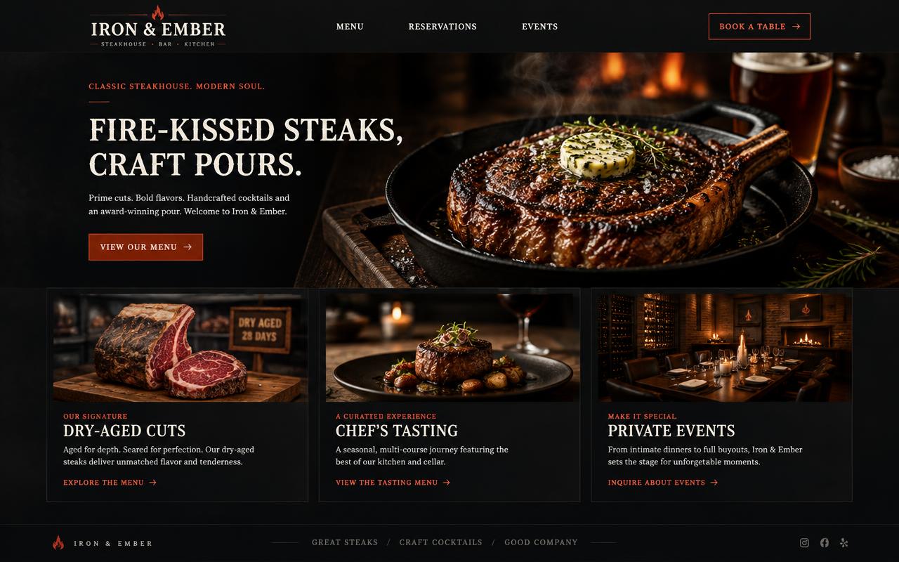 Iron & Ember website template
