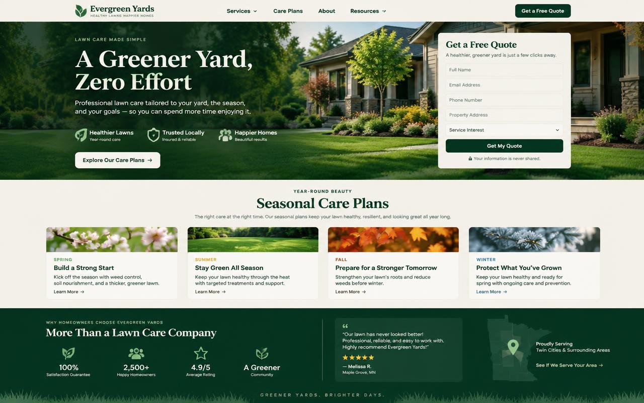 Evergreen Yards website template