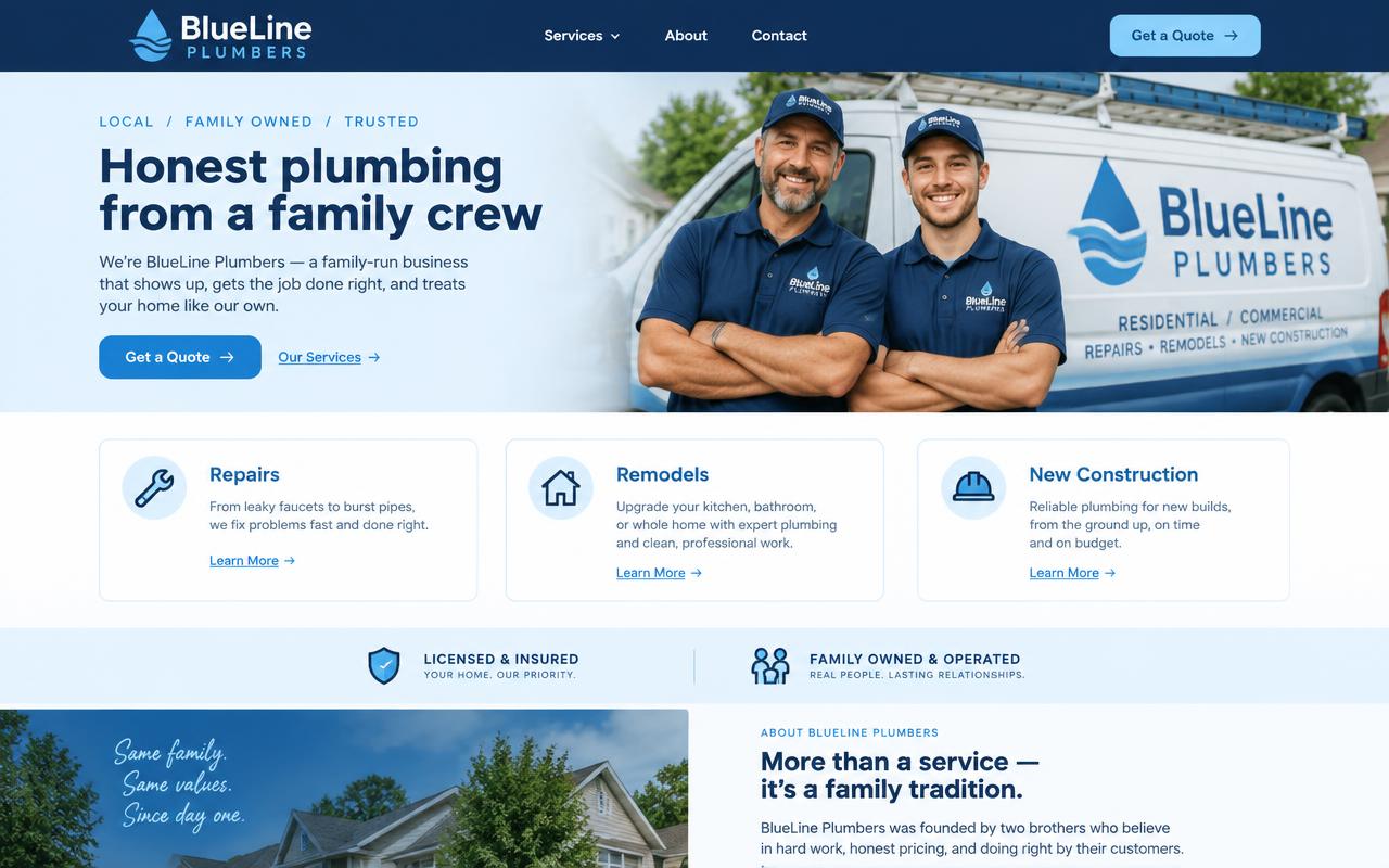 BlueLine Plumbers website template