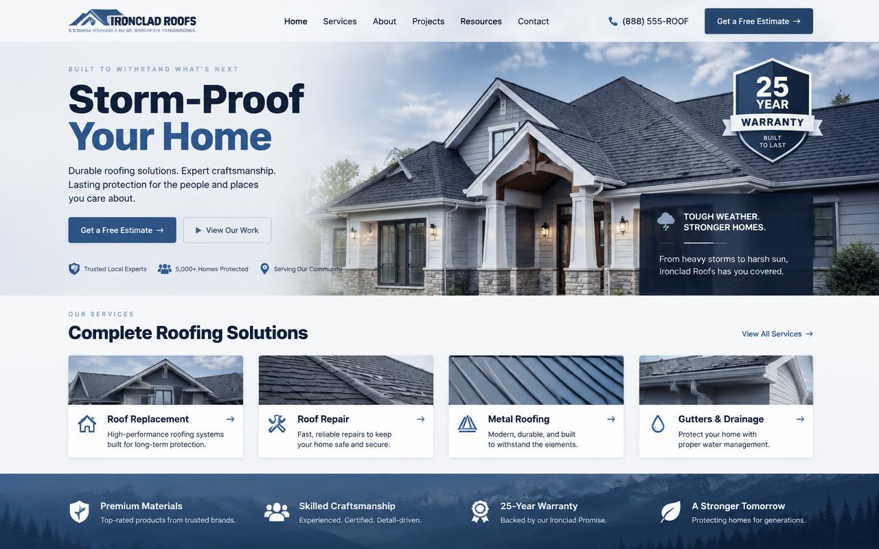 Ironclad Roofs website template