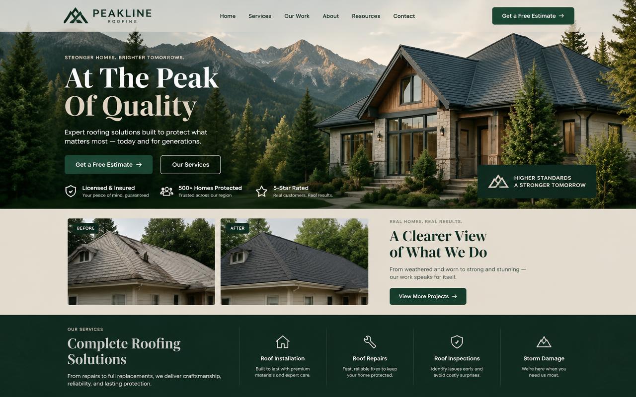 Peakline Roofing website template
