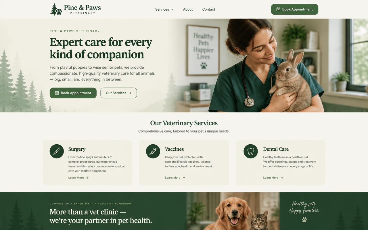 Pine & Paws website template