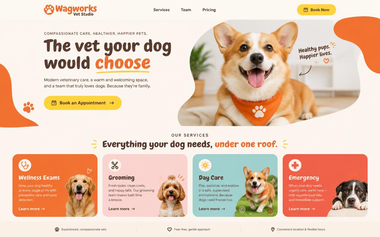 Wagworks Vet Studio website template